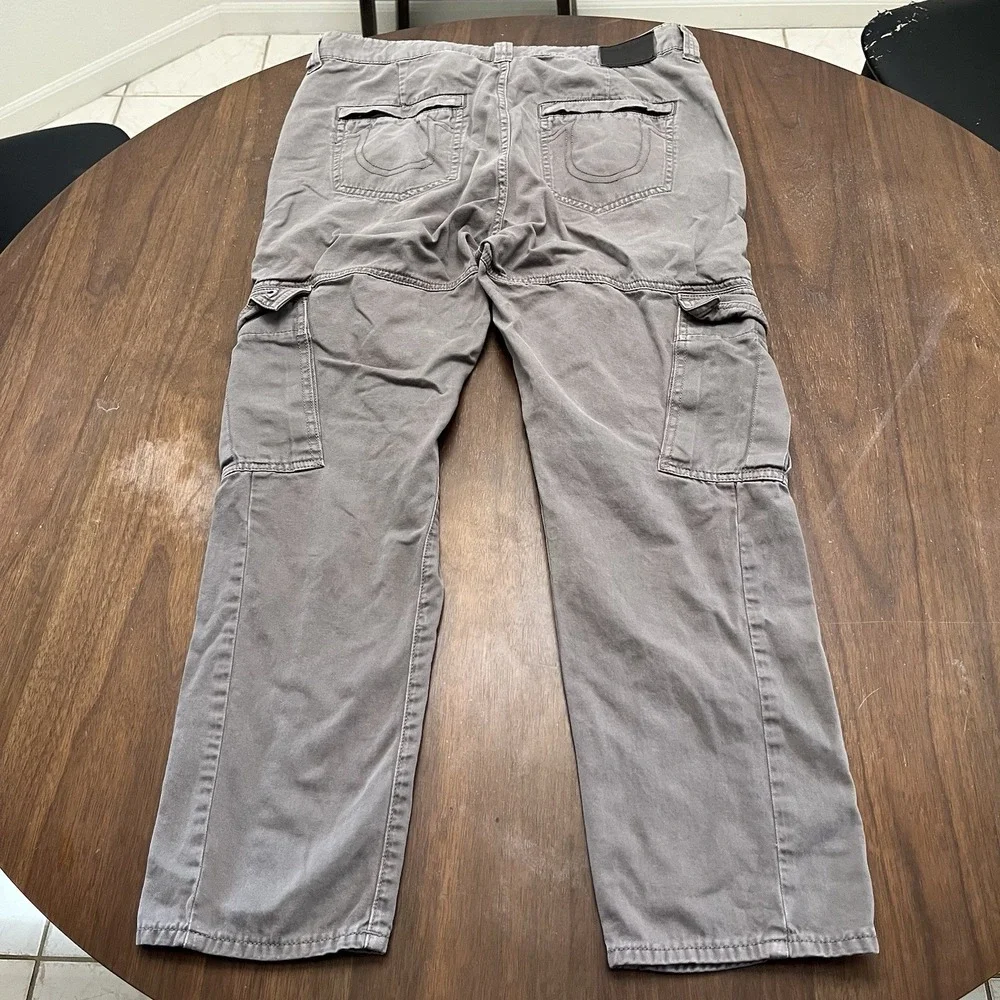 True Religion Marco Cargo Joggers Men's 32 Gray Khaki Pockets Pants 34x27